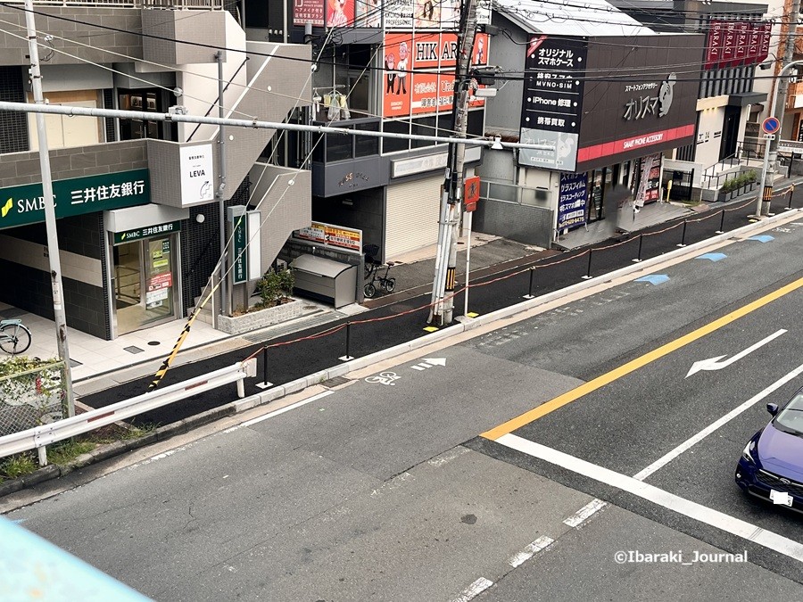 0907産業道路の工事西駅前歩道橋から見る１IMG_3069